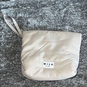 WILO Quilted Puffer Cosmetic Pouch in Beige